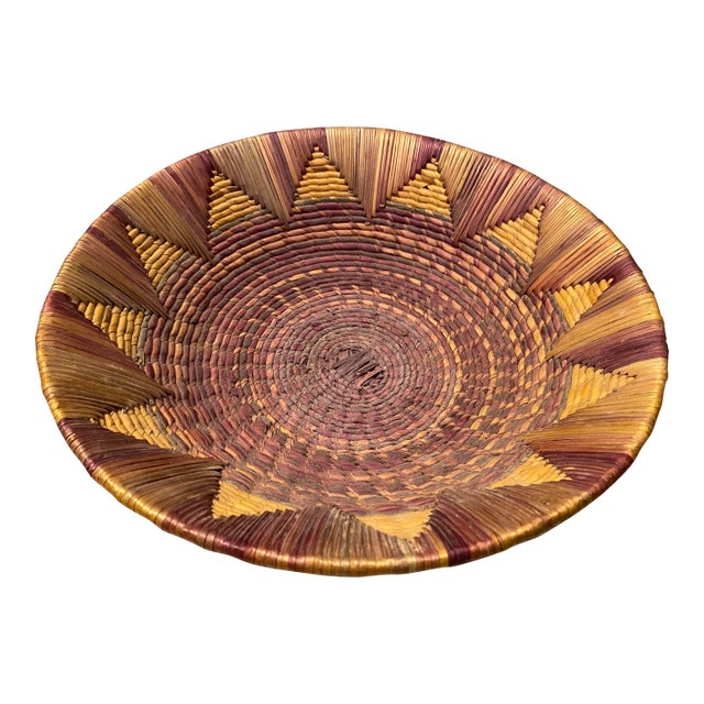 Vintage Woven Rattan Basket For Sale