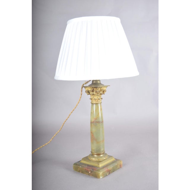 Antique Onyx Column Table Lamp with Gilt Bronze, France, 1890s For Sale - Image 5 of 12
