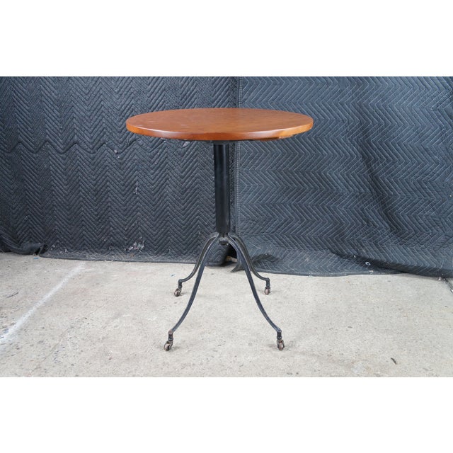 Industrial Cast Iron Round Cherry Side Accent Table Pedestal Plant Stand 29" For Sale - Image 4 of 10