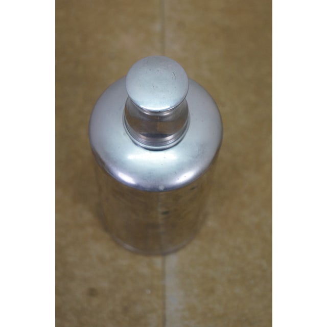 Vintage Art Deco Silverplate Whisky Cocktail Flask Bottle Glass Stopper 8" For Sale - Image 6 of 15