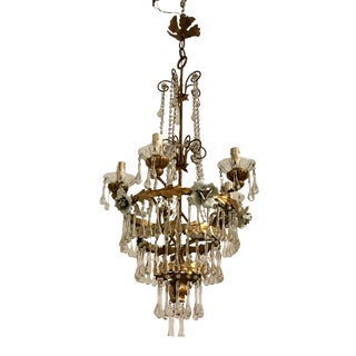 Italian Gold Gilded Murano Glass Chandelier, 1930s For Sale