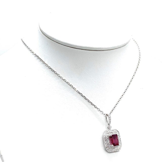 Ruby Red Diamond Rubellite Tourmaline Necklace 18" 18k Gold 1.80 TCW Certified For Sale - Image 8 of 16
