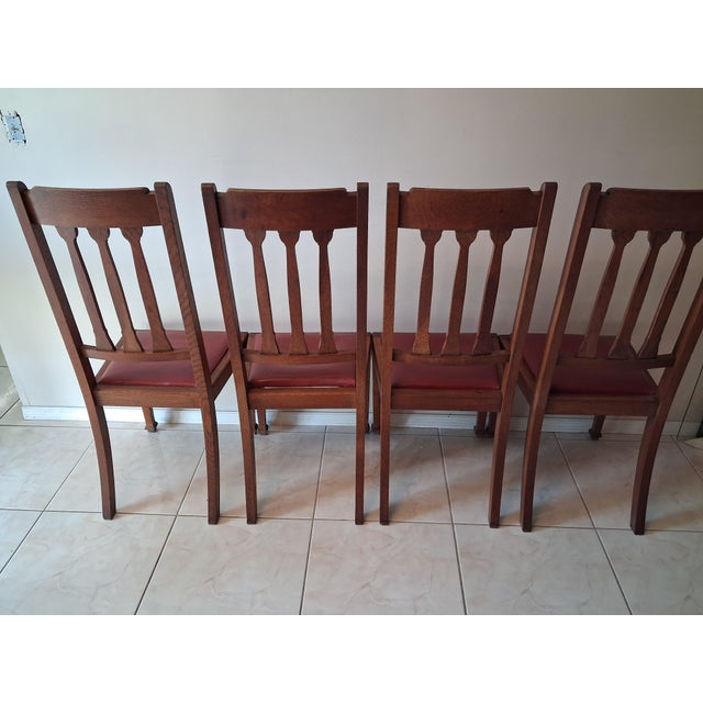 Set of 4 Original Arts and Crafts Oak Dining Chairs - Timeless Craftsmanship. For Sale - Image 12 of 12