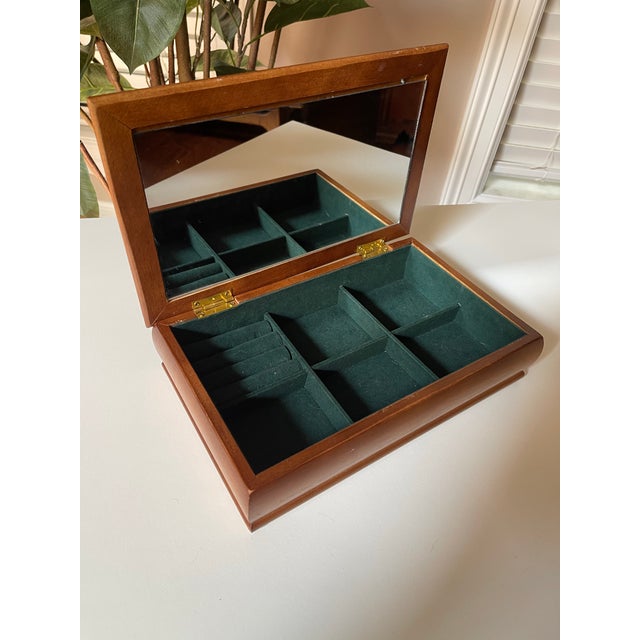 Wood Late 20th Century Vintage Tapestry Lidded Wooden Jewelry Storage Box For Sale - Image 7 of 9