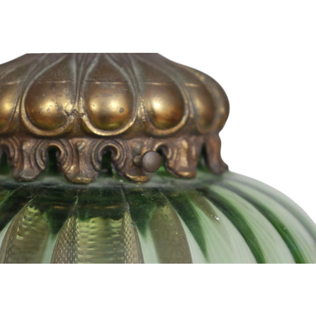 Mid 20th Century Art Moderne Green Glass Lanterns, a Pair For Sale - Image 5 of 8