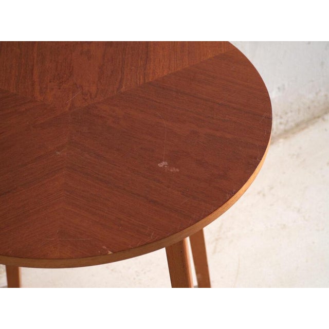 Vintage Round Side Table in Teak Wood, Central Europe, 1960 For Sale - Image 5 of 10