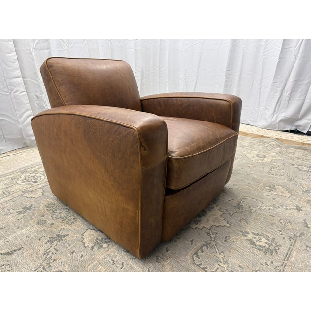Rh Library Leather Swivel Chair – Classic Depth Italian Brompton Leather | Chestnut | Handcrafted in Usa For Sale - Image 18 of 18