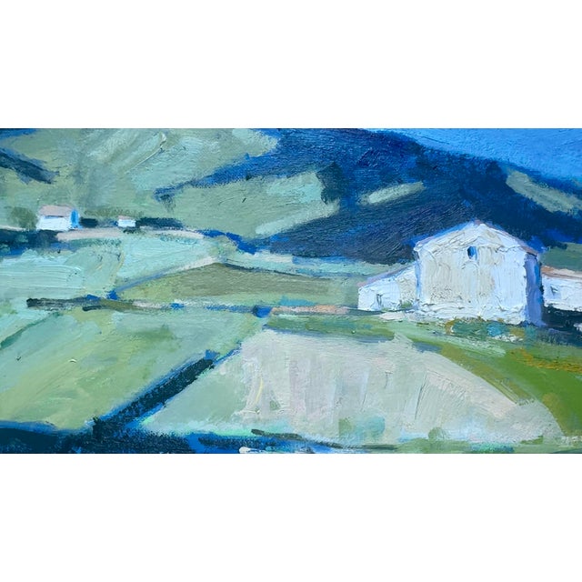 Contemporary Blue Shadows Across the Fields - Original Oil Painting Farmscape For Sale - Image 3 of 7