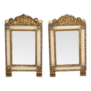 Pair of Italian Neoclassical Painted and Giltwood Mirrors