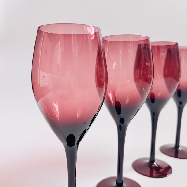 Mid 20th Century Vintage Purple Wine Glasses - Set of 4 For Sale - Image 5 of 7