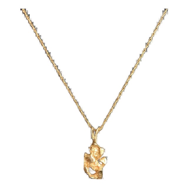 1970s 14k Gold Nugget Pendant For Sale