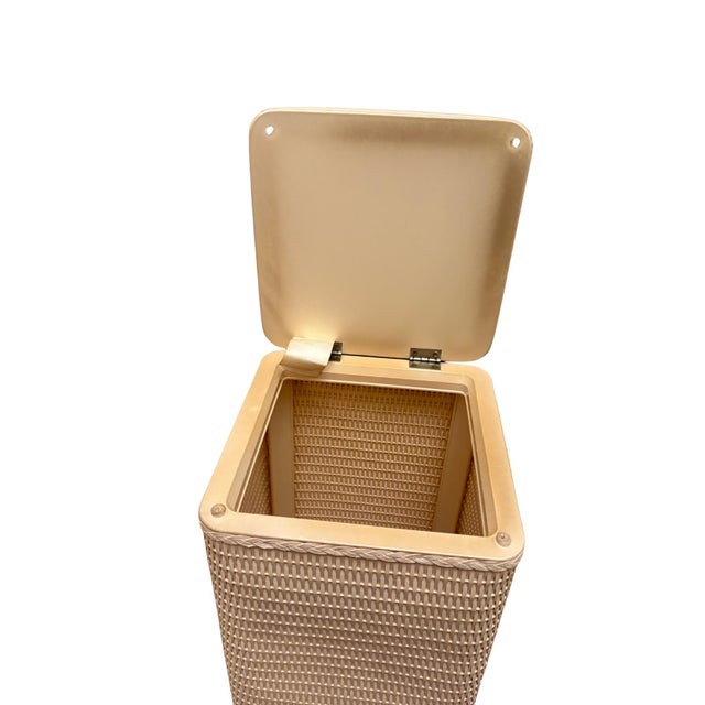 Vintage Lamont apartment-size hamper featuring a tall, slim profile designed to fit neatly in small spaces. Made with a...