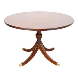 Henkel Harris Georgian Banded Mahogany Pedestal Dining or Breakfast Table, Newly Refinished For Sale