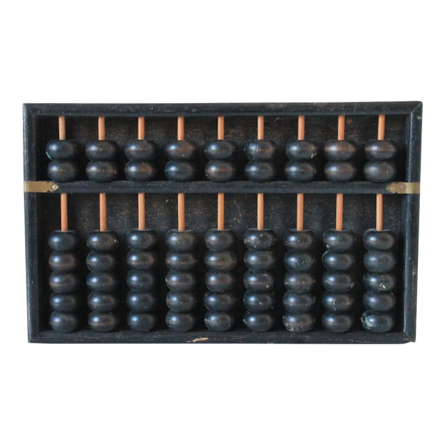 Vintage Black Japanese Abacus Wood Counter For Sale