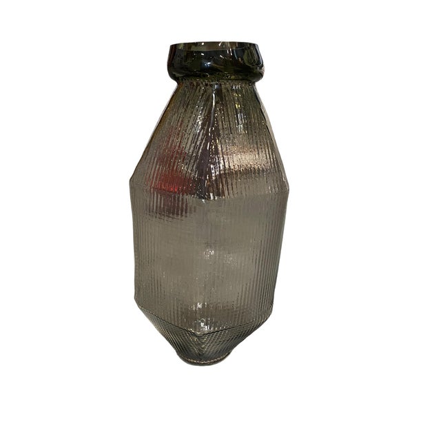 Transitional Bronze Color Large Glass Vase For Sale - Image 3 of 5