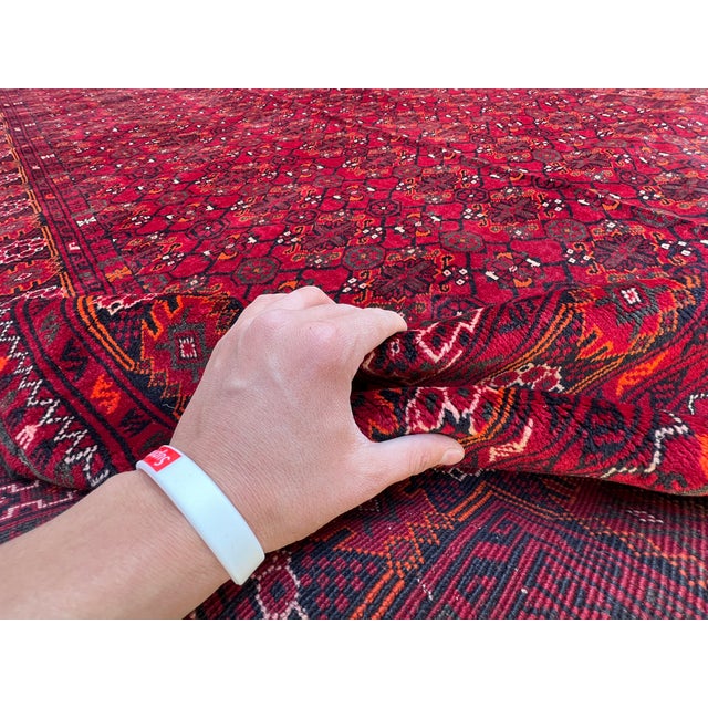Vintage Afghan Bashiri All-Over Gul Rosette Tribal Room Rug - 9'3" X 6'9" For Sale - Image 9 of 12