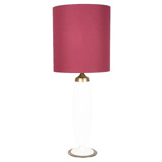 Brass and Opaline Glass Table Lamp by Bruno Gatta for Stilnovo, 1950s For Sale