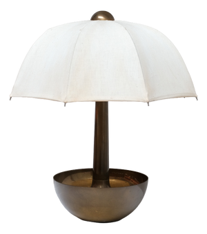 Sculptural Brass Table Lamp with Umbrella Shade from Il Punto la Bottega, Italy, 1970s
