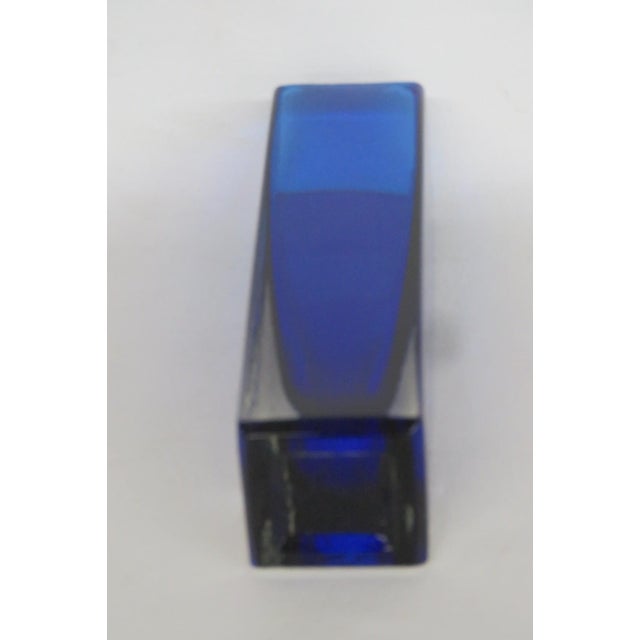 Glass Cobalt Blue Glass Bud Vase Mid Century Modern Rectangular Murano Style 4922b For Sale - Image 7 of 12