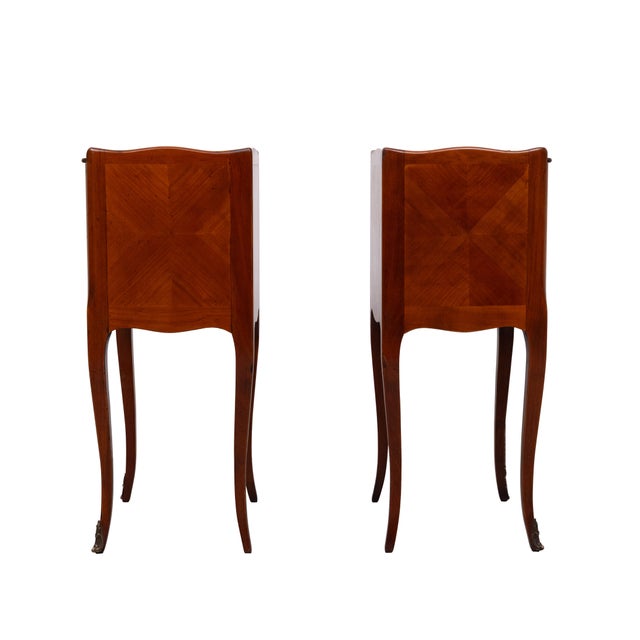 Antique Nightstands in Wood and Nutwood, France, 1950s, Set of 2 For Sale - Image 3 of 12