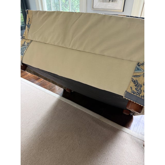 Custom Pierre Frey Braquenié Beige & Blue Toile Club Chair With Manuel Canovas Trim For Sale - Image 9 of 11