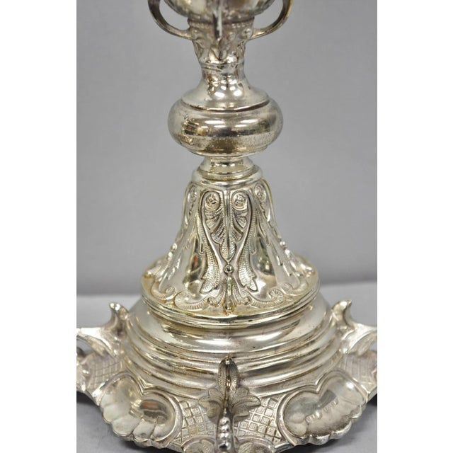 Early 20th Century Antique Silver Plated WMF Warsaw Imperial Russia 12" Candlestick Holders - Pair For Sale - Image 5 of 18