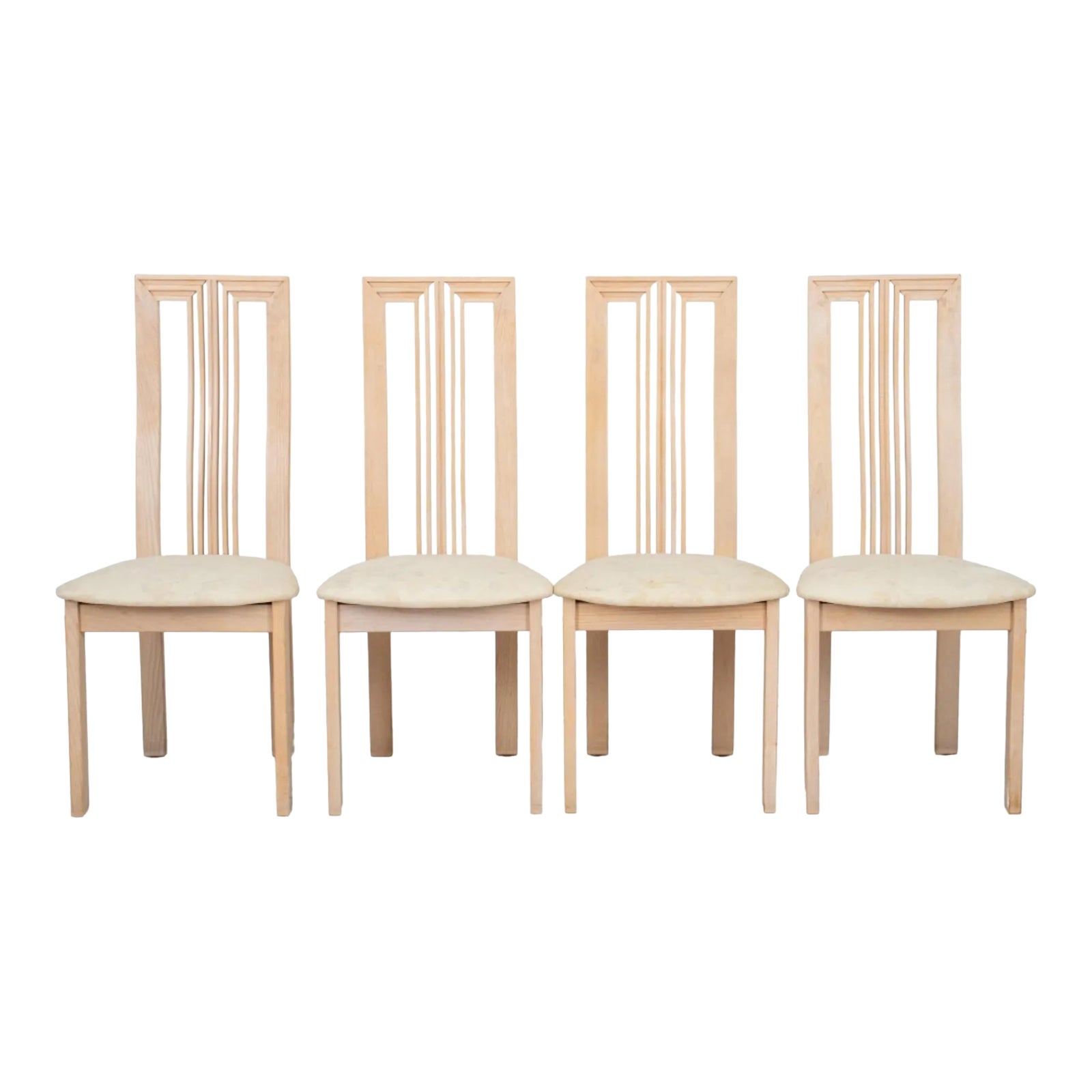 Post Modern Cerused Wood Tall Back Chairs, 4 | Chairish