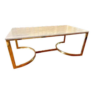 1990s Vintage Modern Italian Marble and Brass Coffee Table