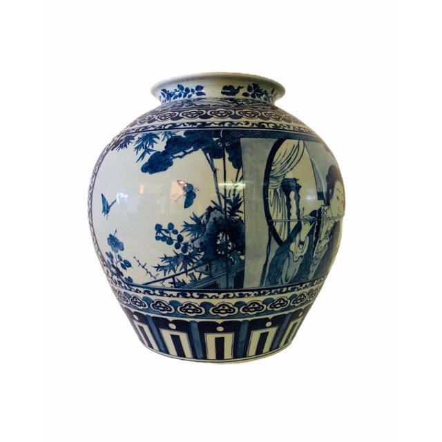 Chinese Vintage Large Cobalt Blue Chinese Porcelain Vase For Sale - Image 3 of 12