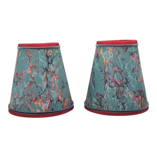 Marbleized Paper Lampshades Sconce or Chandelier - a Pair For Sale