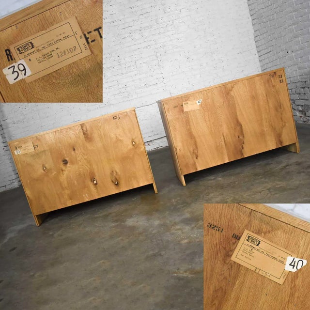 Tan Mid 20th Century Rustic Small Credenzas or Buffet Cabinets Ranch Oak by A. Brandt Company, a Pair For Sale - Image 8 of 13