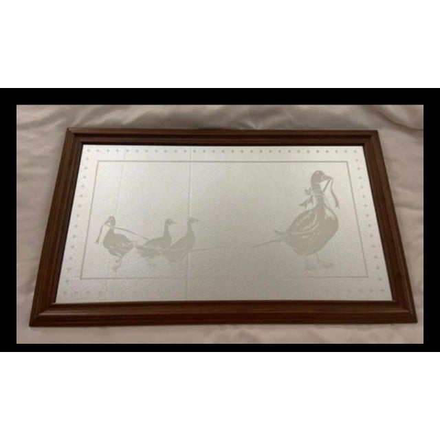 Vintage Etched Mirror W Geese Family Walking - Pulling at Heartstrings For Sale - Image 9 of 10