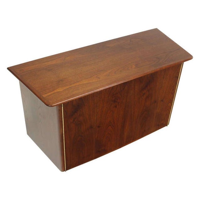 Brown Pair HANGING Walnut Mid-Century Danish Modern Floating Dressers Console Cabinets For Sale - Image 8 of 10
