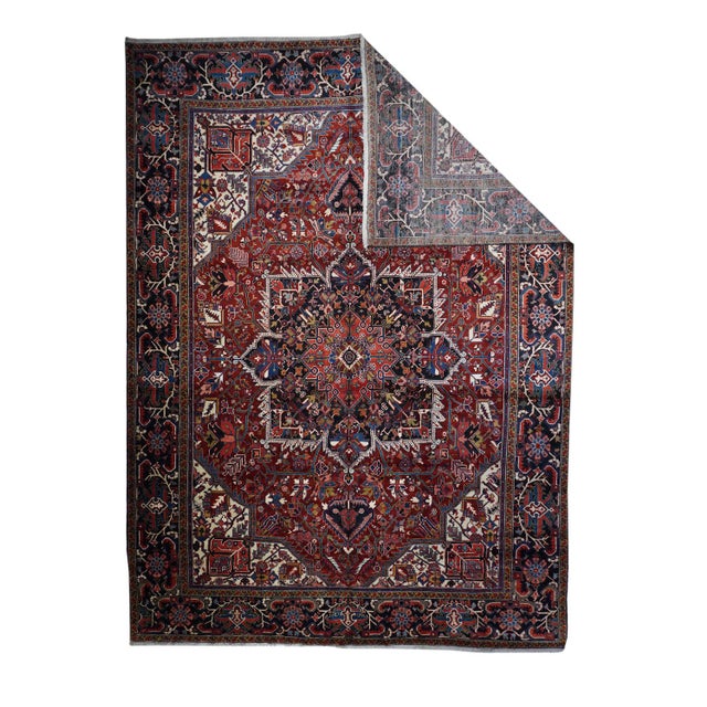 Vintage Heriz Rug 11'2'' x 15'2''. The numerous rugs of the famous NW Persian weaving district, from small scatters to...