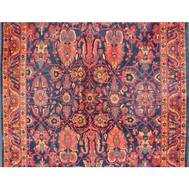 Tribal Antique Persian Sultanabad Rug With Large Scale Design in Blue 11'3" X 13'0" For Sale - Image 3 of 12