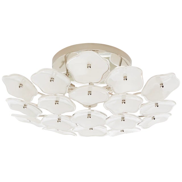 Leighton Medium Flush Mount in Polished Nickel with Cream Tinted Glass Designer: kate spade new york Canopy: 8" Round...