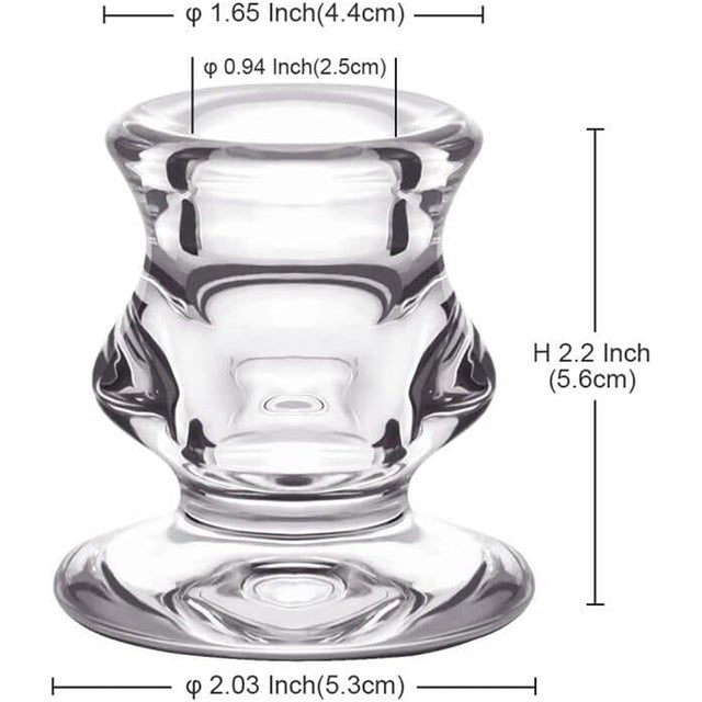 Clear Glass Taper Candle Holders Set Two For Sale - Image 4 of 8