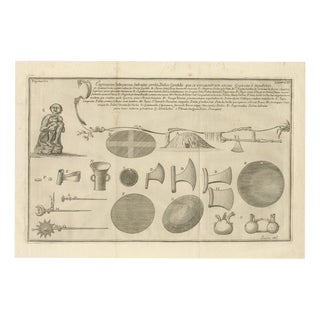 Antique Engraving of Inca Antiquities from Peru by Jorge Juan & Ulloa, 1748 For Sale