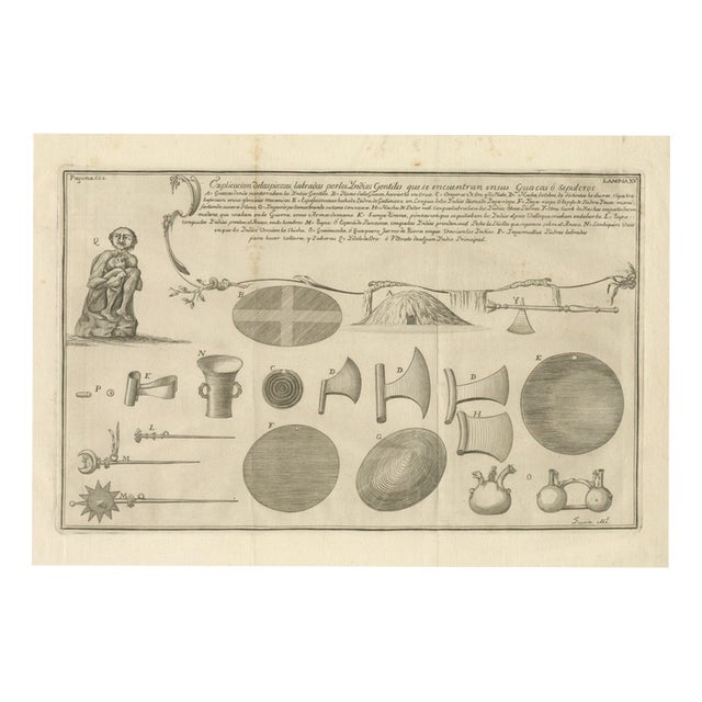 Antique Engraving of Inca Antiquities from Peru by Jorge Juan & Ulloa, 1748 For Sale