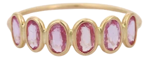 18k Yellow Gold Pink Sapphire Half Eternity Ring Band Size 7