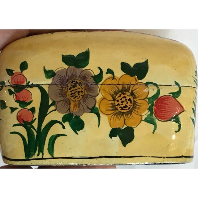 Shabby Chic Vintage Hand Pinted Floral Paper Mache Box From India For Sale - Image 3 of 11