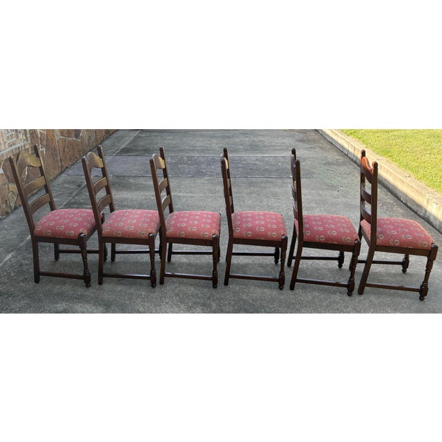 French Country Ladder Back Dining Chairs - Set of 6 For Sale In Dallas - Image 6 of 12