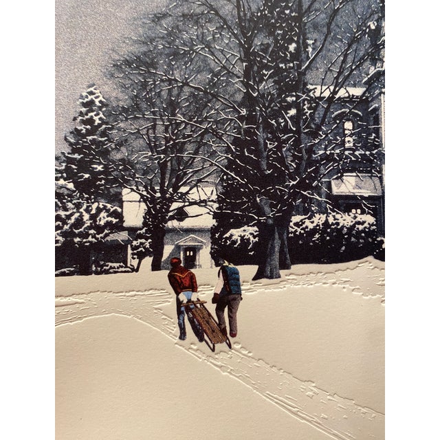 Stephen Sebastian Moonlighting Winter Embossed Serigraph For Sale - Image 4 of 6