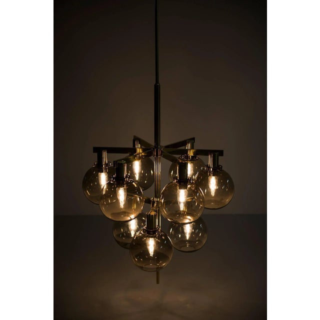 Glass Brass & Smoked Glass Ceiling Lamp by Hans-Agne Jakobsson, 1950s For Sale - Image 7 of 11