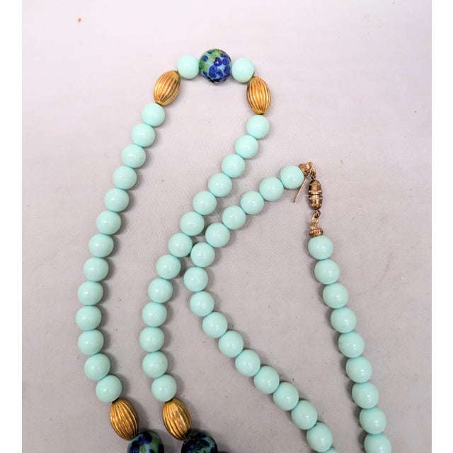 1960s Vintage 1960s Signed Pauline Rader Beaded Art Glass Sautoir Necklace For Sale - Image 5 of 9