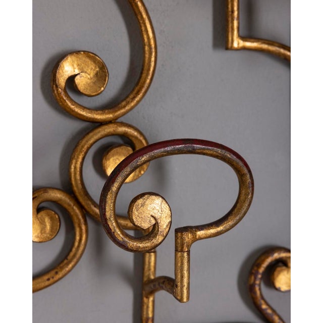 Vintage Italian Wall Coat Rack in Gilt Wrought Iron, 1950s For Sale - Image 12 of 14
