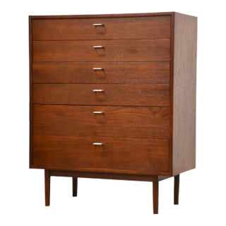 Refinished George Nelson Style Teak Tall Dresser For Sale
