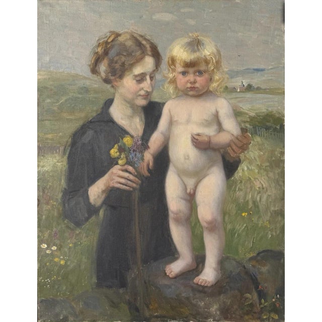 Heinrich Pforr, Nude Boy – Mother Erna with Son Walter, Oil Painting on Canvas For Sale - Image 13 of 13