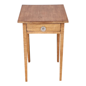 Antique Tiger Maple Federal Style Single Drawer Occasional Table Bench Made