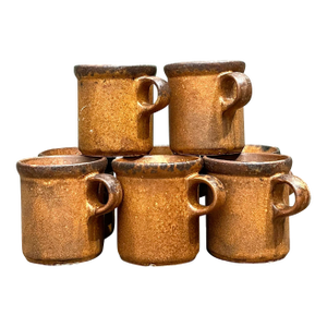 Vintage Mid-Century Modern Glazed Ceramic Coffee Mugs - Set of 8